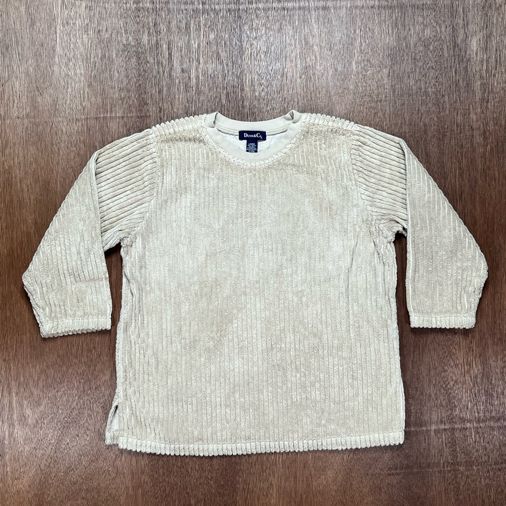 Y2K Denim&Co Vintage Preppy Corduroy Crewneck Sweater